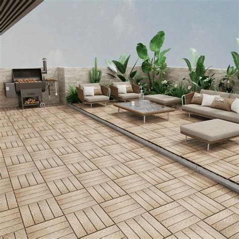 Patio Floor Tiles Pack Of 22 WPC Wood Plastic Composite Patio Deck