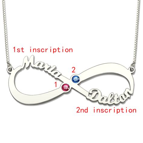 Ts For Her 2 Names And Birthstones Infinity Love Necklace Sterling