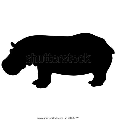 Black White Vector Hippo Silhouette Stock Vector (Royalty Free) 719340769