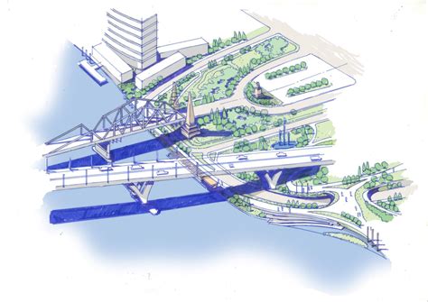 Waterfront Landscape Design Sketch Architecture Concept Drawings