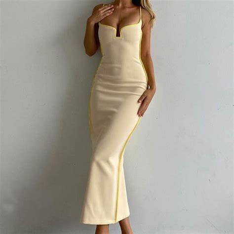 Sexy Dress Womens Summer Solid V Neck Slit Dress Off Shoulder Backless