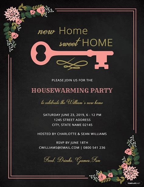 Chalkboard Housewarming Invitation Template In Psd Word Publisher Download