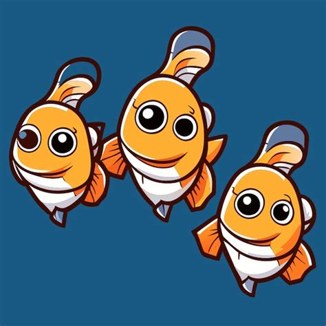 Un Conjunto De Dibujos A Mano De Peces Brillantes Personajes De Juegos