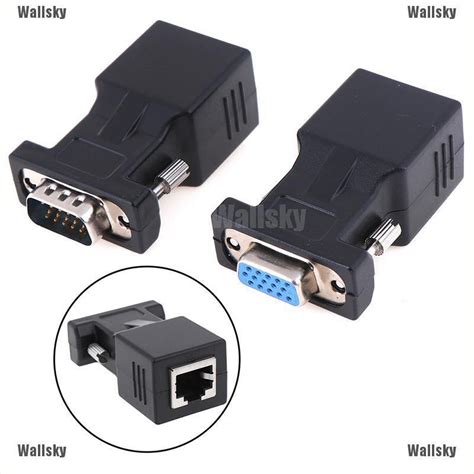 Wallsky Vga Male Female To Rj 45 15 Pin Network Adapter Connector Lan Extender Ethernet