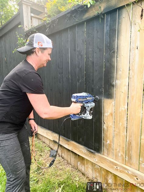 staining  fence black black fence paint black garden fence