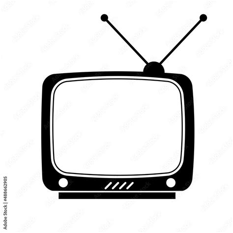 Silhouette drawing of a retro TV, an old television with an iconic ...