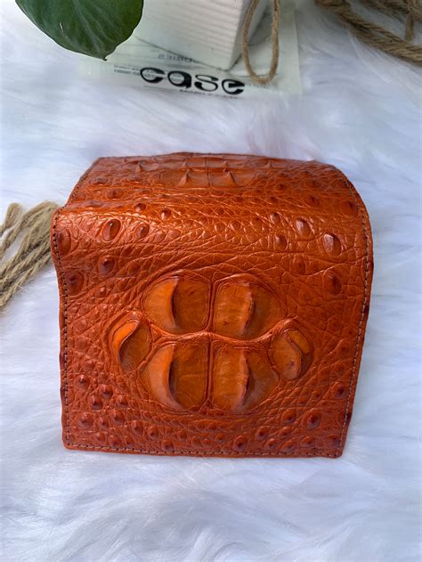 Orange Genuine Crocodile Alligator Leather Skin Bifold Wallet Etsy