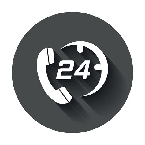 Technical Support 24 7 Vector Icon In Flat Style Phone Clock Help