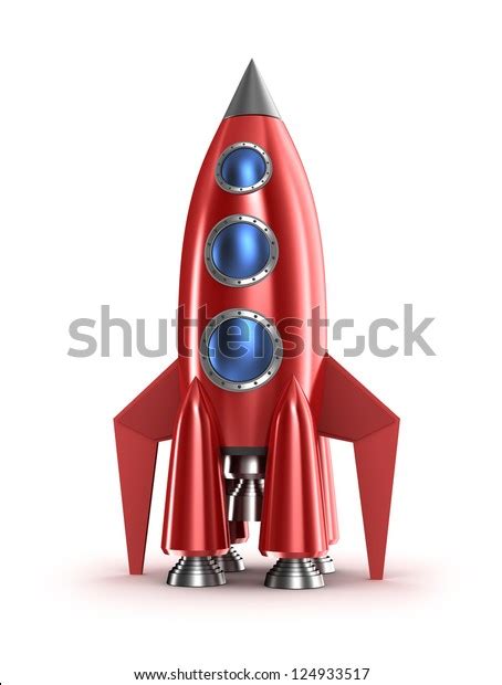 Retro Red Rocket Isolated On White