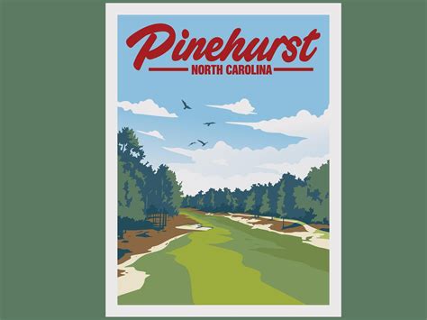 Pinehurst North Carolina Golf Minimalist Retro Travel Giclee Etsy In