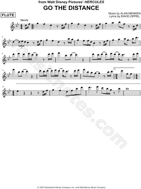 "Go the Distance" from 'Walt Disney's Hercules' Sheet Music (Flute Solo ...