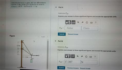 Solved Determine The Forces In Cables AC And AB Needed To Chegg