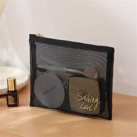 Jual Smiling Girl Tas Make Up Kosmetik Transparent Mesh Flat