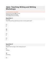 Educ Quiz Teaching Writing And Writing Workshops Docx Quiz