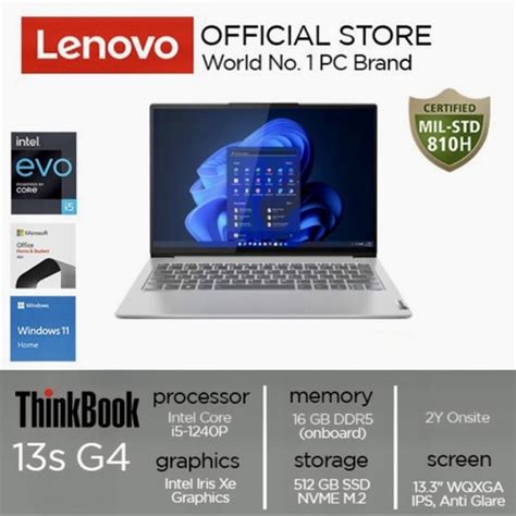 Jual Lenovo Thinkbook 13s G4 Iap I5 1240p 16gb 512gb Ohs 21ar008qid