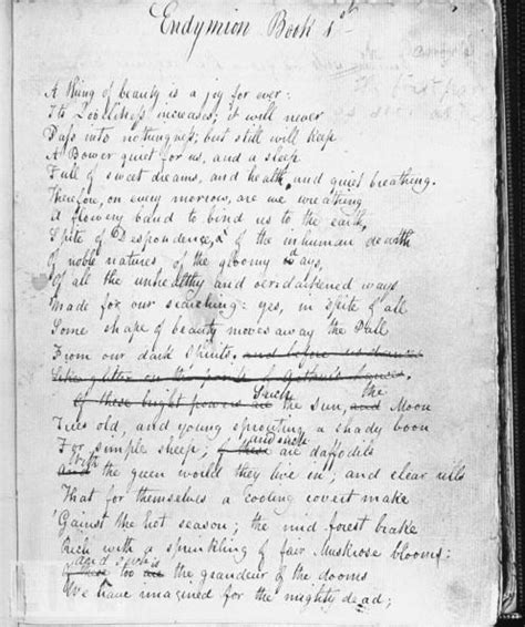 Manuscript Page Of John Keatss Endymion From Endymion A Thing Of