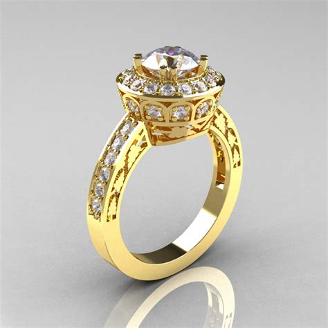 14k Yellow Gold 10 Carat Cubic Zirconia Diamond Wedding Ring