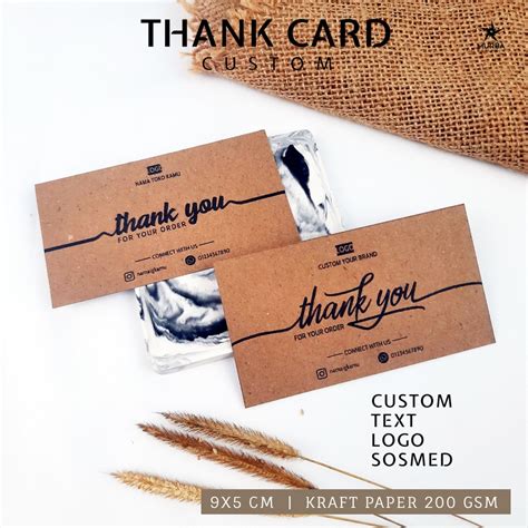 Jual Kartu Ucapan Terima Kasih 9x5 Cm Thank Card Custom Ucapan