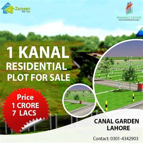 1 Kanal Residential Plot For Sale In E Block Canal Garden Lahore