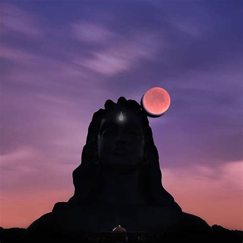 Adiyogi and the moon- Bangalore, India : r/oddlysatisfying