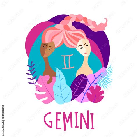 Cartoon Illustration Of Zodiac Sign Gemini As A Beautiful Woman