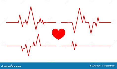 Heartbeat Line Pulse And Cardiogram On Monitor Icons Of Heart Beat