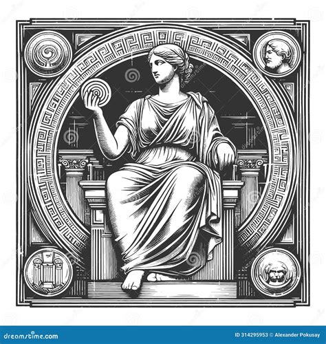 Classical Greek Goddess Philosophical Symbols Stock Vector ...