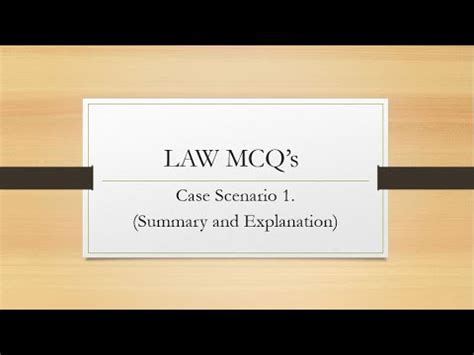 CA FINAL LAW CASE SCENARIO ICAI MCQ BOOK CASE 1 YouTube