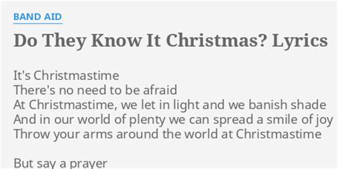 DO THEY KNOW IT CHRISTMAS LYRICS By BAND AID It S Christmastime