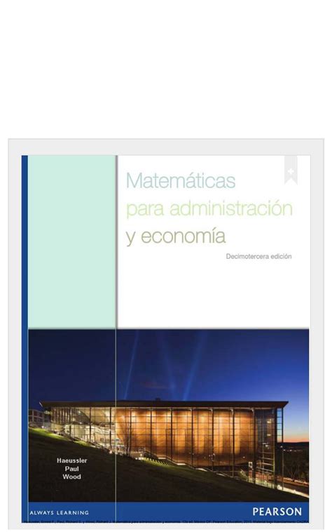 Haeussler Matem Tica Para Administraci N Matematica Empresarial