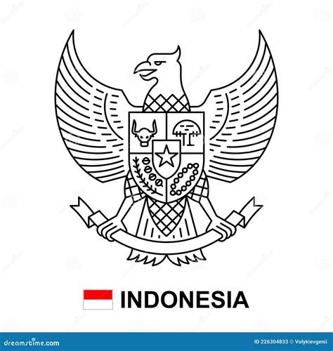 Coat of arms of Indonesia stock vector. Illustration of macro - 226304833