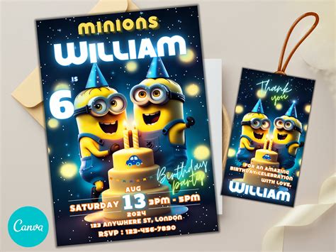 Editable Minion Birthday Invitation, Minion Party Invitation, Custom
