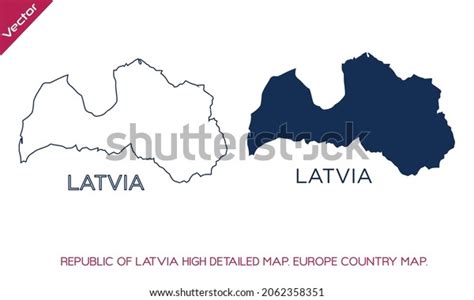 Republic Latvia Highly Detailed Maps European Stock Vector Royalty