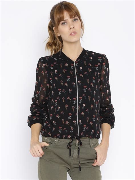 Buy Vero Moda Black Floral Print Jacket - Jackets for Women 1511800 | Myntra