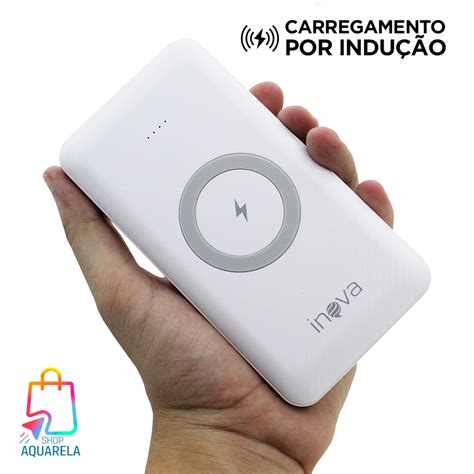 Carregador Portátil Powerbank 10000mah Wireless Charger Indução Sem Fio