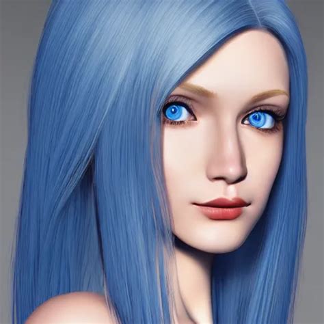 Woman With Long Blonde Hair And Blue Eyes By Stanley Stable Diffusion