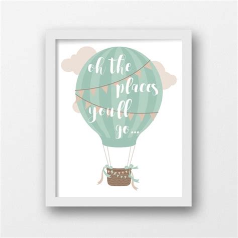 Hot Air Balloon Nursery Wall Art Oh The Places You Will Go Etsy
