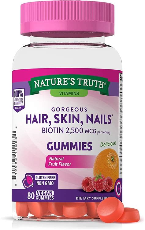 Natures Truth Hair Skin Nails Natural Fruit Flavored Gummies 80 Count Health