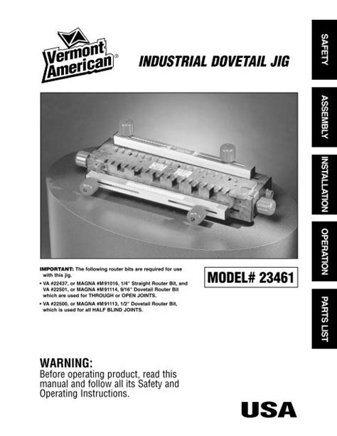 Industrial Dovetail Jig Vermont American