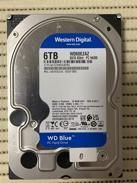 Western Digital 6TB HDD WD60EZAZ SATA6Gb s 2021年製造① 周辺機器