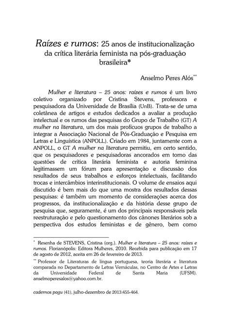 Pdf Raízes E Rumos 25 Anos De Institucionalização Da Crítica