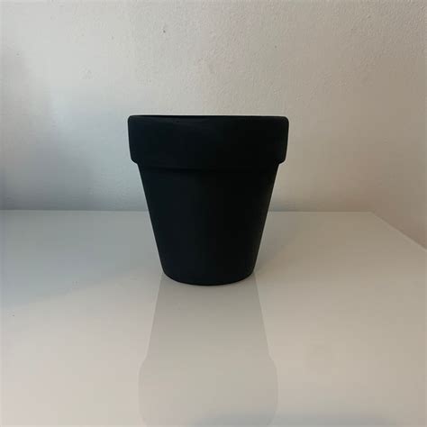 Decorative Hand Painted Matte Black Plant Pot Etsy