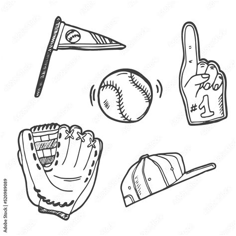 baseball doodle isolated on white background Stock Vector | Adobe Stock