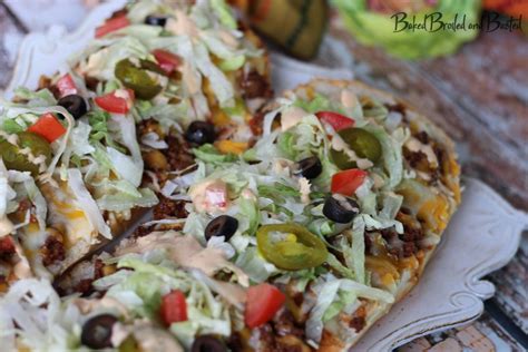 French Bread Taco Pizza With Chipotle Ranch Baked Broiled And Basted