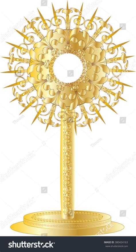 Golden Monstrance Eucharistic Adoration Blessed Sacrament Stock Vector