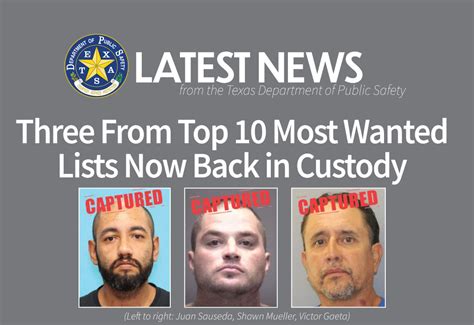 Three From Top 10 Most Wanted Lists Now Back in Custody | Department of ...