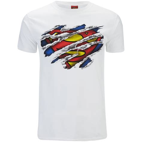 DC Comics Men S Superman Torn Logo T Shirt White Merchandise Zavvi