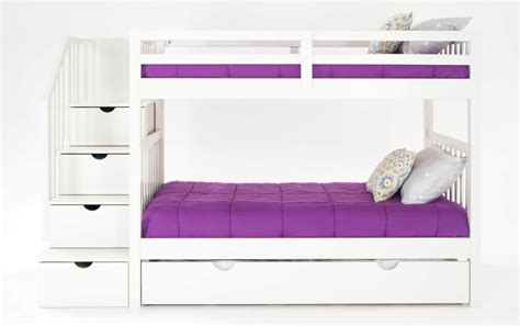 Keystone White Stairway Bunk Bed With 2 Twin Bob O Pedic 6 Memory Foam