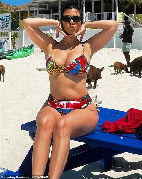 Kourtney Kardashian 45 Shows Off Her Incredible Post Baby Curves In A Colorful Bikini On The
