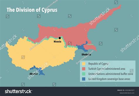 Map Showing Division Cyprus Island Stock Illustration 2222467477 ...